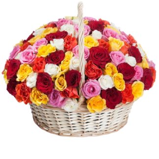 51 colorful roses in the basket | Flower Delivery Yoshkar-Ola